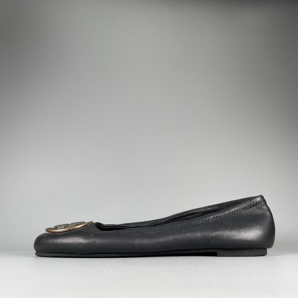 Tory Burch Women's Size 6 M Black Leather Ballet Cap Toe Slip On Flats Loafers
